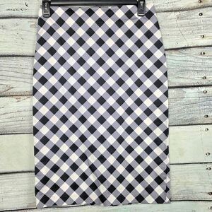 7th Avenue Gingham Pencil Skirt Womens 6 Black Gray